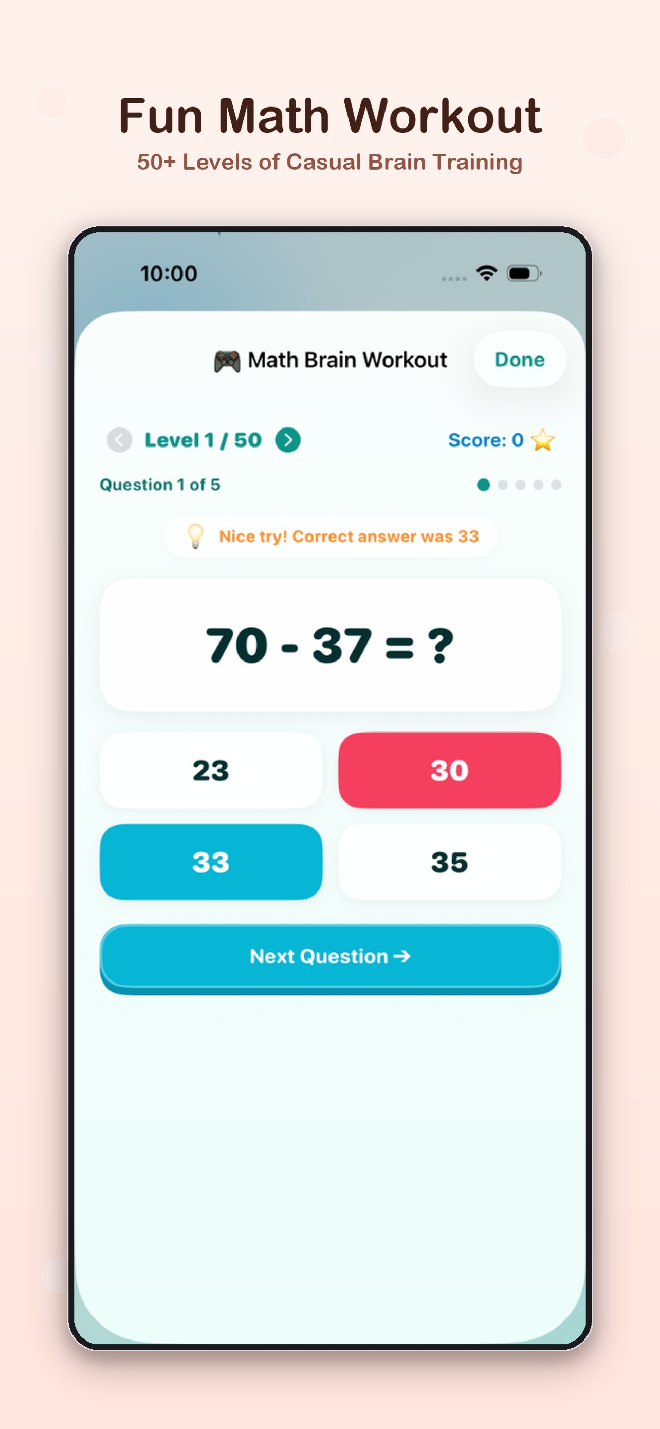 Brain Math Quiz